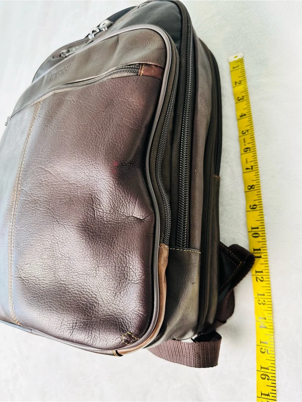 Kenneth Cole Reaction Full Grain Leather 16” Laptop Tablet Travel Backpack